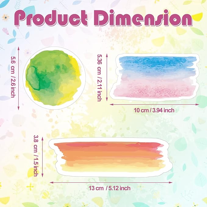 Yexiya 240 Pcs Watercolor Classroom Decor Watercolor Label Stickers for Bulletin Board Circles Rectangle Name Tag Cutouts for Teacher School Education Materials Chalkboard Wall Decor