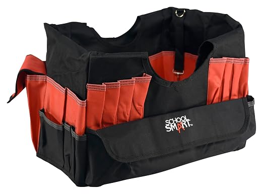 School Smart Small Caddy, White, 12 in H X 14 in W X 12 in L - 43 Pockets - 086293