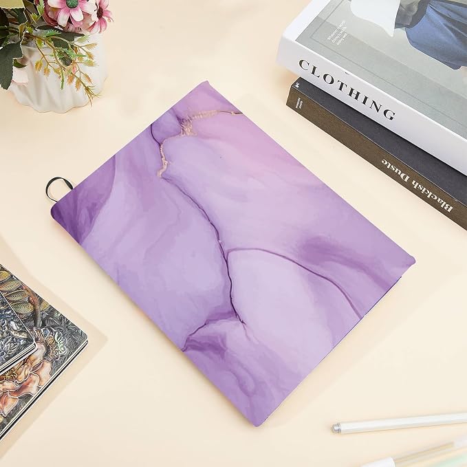 CRASPIRE Purple Stretchable Book Cover Marble Pattern Washable Reusable for Large Book Nylon Cloth Polyester Book Protector Elastic Notebook Wraps Suitable for Most Hardcover Books Students