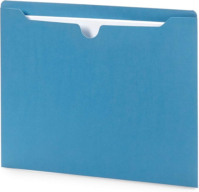 Blue Summit Supplies 100 Blue File Jackets, Reinforced Straight Cut Tab, Designed for Use in Standard Hanging Files, Letter Size, 100 Pack