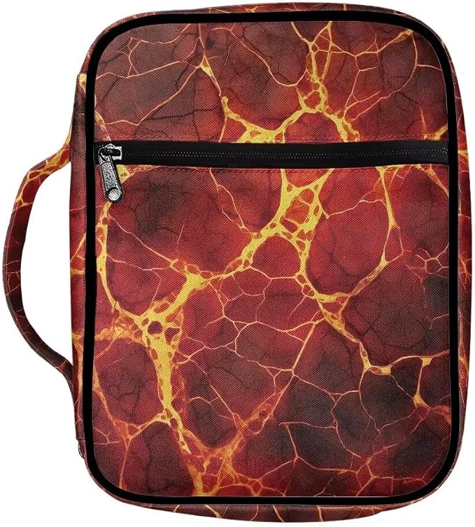 Coldinair Fire Bible Cover Case for Men Women,Bible Bags Book Covers Kids Scripture Carrying Case with Handle and Pocket,Bible Book Carrying Case Tote Handbag