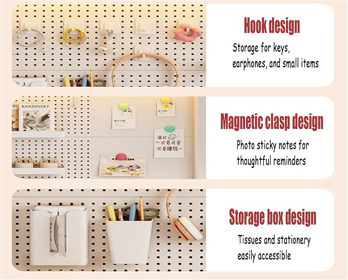 23.6 Inch Clip-on Desktop Organizer Bookshelf with Pegboard, Desk Shelf Organizer, Multipurpose Computer Desk Desktop Bookshelf, Desk Extender Pegboard Clamp, Desktop Display (White)