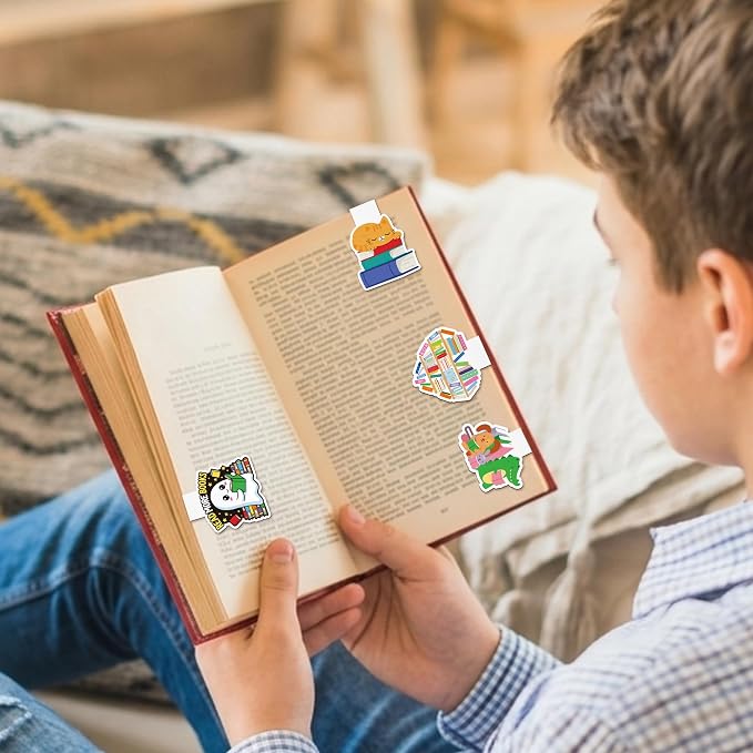 24Pcs Magnetic Bookmarks for Reading - Super Cute Library Booklist Nerd Themed Book Marker, Bookish Reading Page Marker Clip Bookish Nerd Gift for Reader Graduation Back to School Rewards Birthday