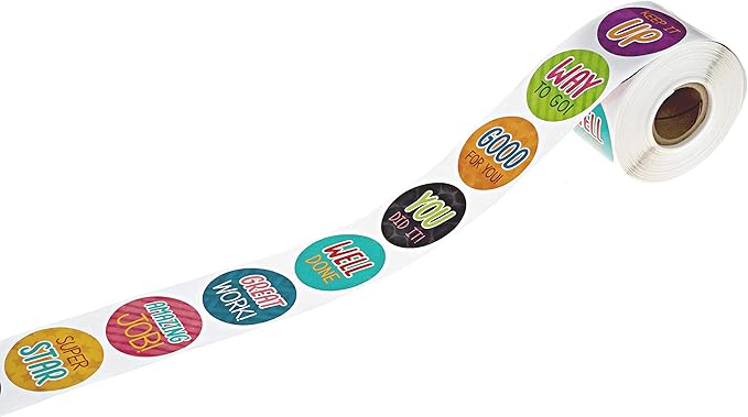 Bright Teacher Message Stickers / 500 Inspirational Labels / 8 Motivational Classroom Homework Lesson Designs / 1.5" Small Reward Sticker/Made in The USA