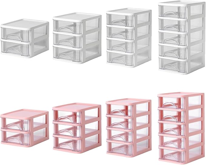 ljhnba Desktop Storage Box Stackable Cabinet Small Drawers Organizers Stationery and Supplies Clear Organizer with Drawers Stationery Organizer Box