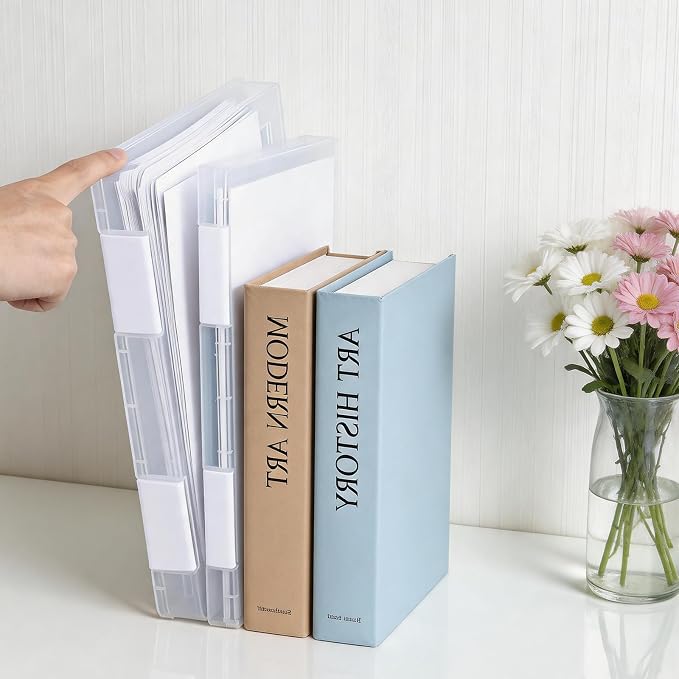 6 Pcs Clear A4 File Portable Project Case, Plastic Storage Box for 8.5" x 11" Letter Paper, Scrapbook Paper Storage Boxes Documents Magazines Holder with Buckle