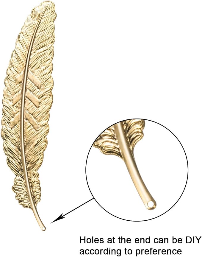 16 Pieces Metal Feather Bookmarks Assorted Vintage Feather Shape Book Marker Feather Ornament Metal Bookmark, Simple Elegant and Thin, Gifts for Book Lovers