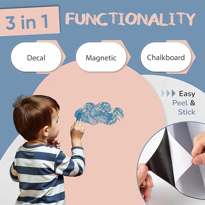 YOUNGJQ Magnetic Arch Wall Decal, Magnetic Chalkboard for Wall 42" x 32" Adhesive Backing Wallpaper for Playroom Home(Camel Blush)