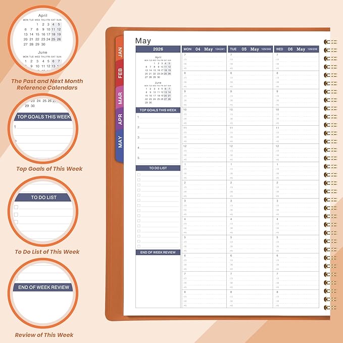 2026 Weekly Appointment Book - JAN. 2026 - Dec. 2026, Daily Hourly Planner 2025, 8.5" x 11", 15-Minute Interval, 12 Monthly Tabs, Flexible Soft Cover