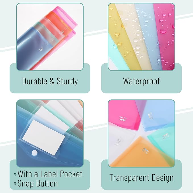 Mr. Pen- Plastic Envelopes, 10 Pack, A4, Letter Size, Plastic Envelopes with Snap Closure