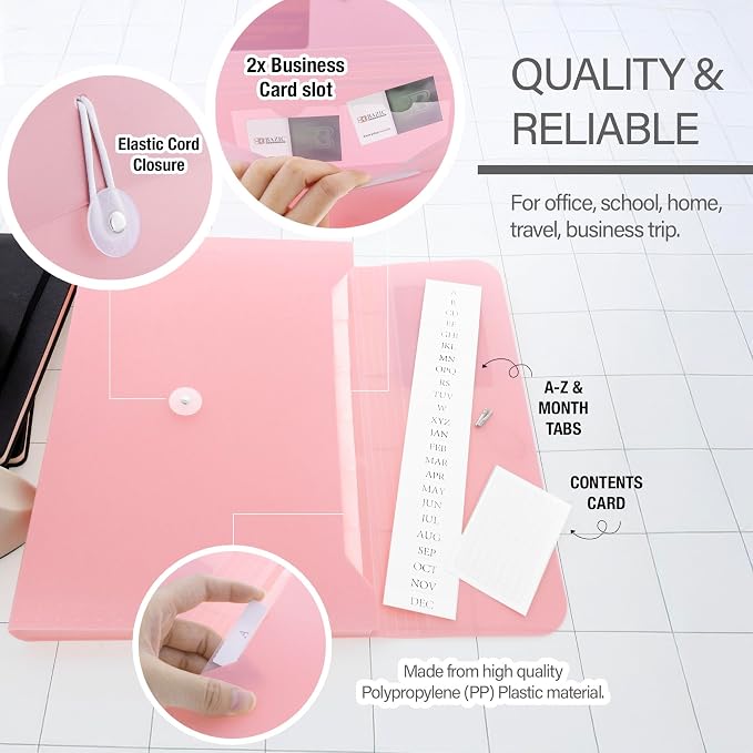 BAZIC Products Pastel Edition 7-Pocket Expanding File, A4/Letter Size, for School Office Documents