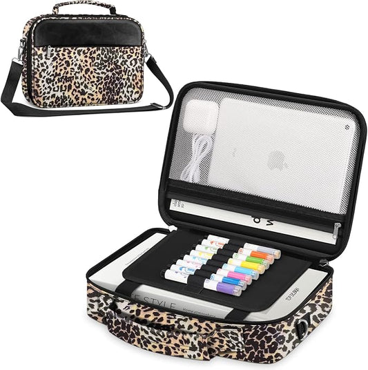 FINPAC Large Bible Cover w/Shoulder Strap, Carrying Book Case Church Bag Bible Protective w/Pen Slots and Zippered Pocket, Gift for Women Lady, Leopard