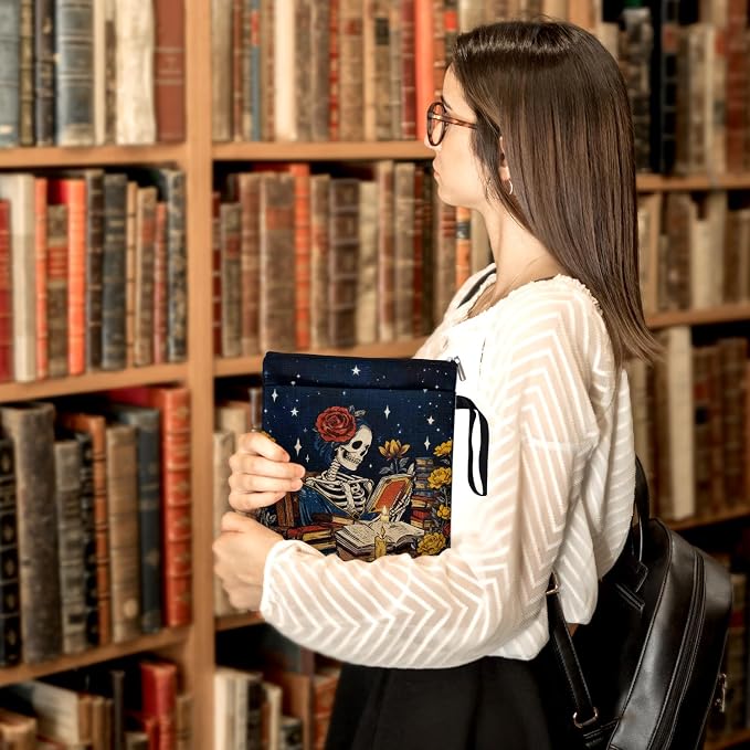 Dark Academia Gifts for Women Book Lovers, The Reader Book Sleeve Pouch for Bookworm Teachers Librarian, Tarot Bookcovers Protector for Paperbacks with Handle Pocket, Reading Accessories for Student