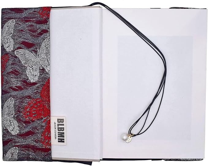 BLBMH 5.5x8.5 Fabric Bible Cover Non-Stretch | Built-in Bookmark | Handmade Washable Book Sleeve for Paperback Journal Privacy Reading Gift for Women - Butterfly C