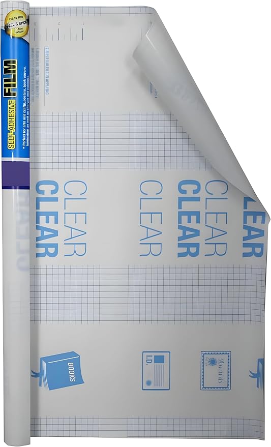 Clear Contact Paper Roll for Books – 17.5 in x 54 in | Self Adhesive Clear Laminate Book Cover Film | Easy Peel Protective Wrap for Books, Documents, Labels & More – 1 Roll