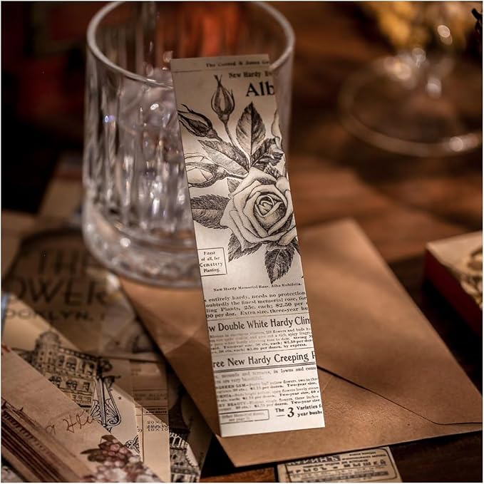 30Pcs Vintage Aesthetic Bookmarks, Antique Newspaper & Retro Art Page Markers, Old World Map Building Floral Design for Book Lovers (The Past)