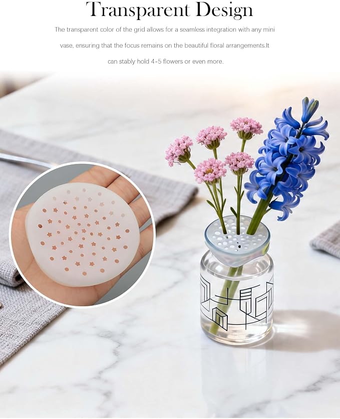 Silicone Flower Arranging Grid - 3 Pack,Mini,Transparent, Soft & Flexible, Multi-Purpose Flower Arrangement Tool for Vases and Desktop Pen Holder