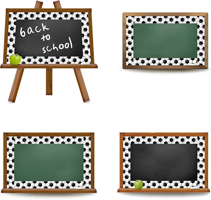 Whaline 32.8 Ft Soccer Bulletin Board Borders 3D Black White Soccer Die-Cut Board Trim for Sport Party Back to School Classroom Office Chalkboard Decoration