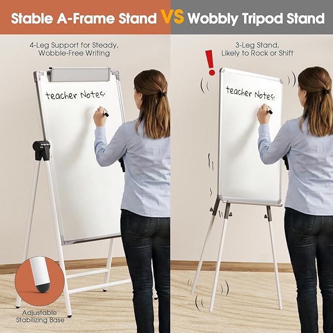 MaxGear Double Sided Whiteboard with Stand, 36" x 24" Large Dry Erase Easel Whiteboard, Height Adjustable Aluminum Alloy Frame, Portable White Board for Office Classroom Teaching