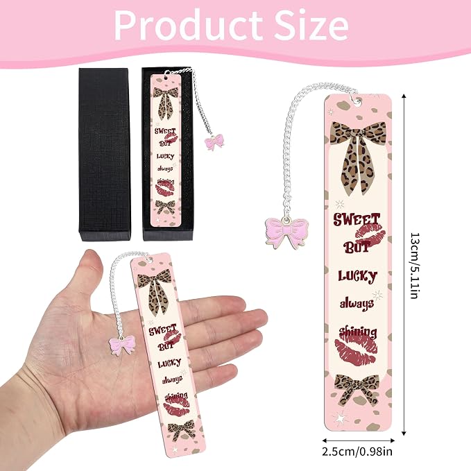 Cute Metal Bookmarks, Y2K Pretty Girly Bookmark Page Clips with Pink Bow, Charm Romance Book Accessories Gift for Reading Women Book Lovers