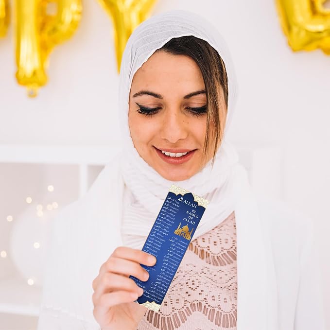 150 Packs 99 Names of Allah Bookmarks Reflecting on The Names of Allah Arabic English Bookmark Muslim Islamic Arabic Gifts for Women Men Quran Learning