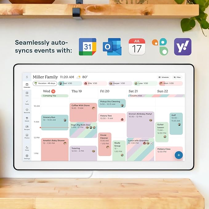Skylight Calendar Max: 27-Inch Smart Digital Calendar & Chore Chart, Family Organizer with Interactive Touchscreen Display – Wall Mountable in Portrait or Landscape, Classic Black Frame