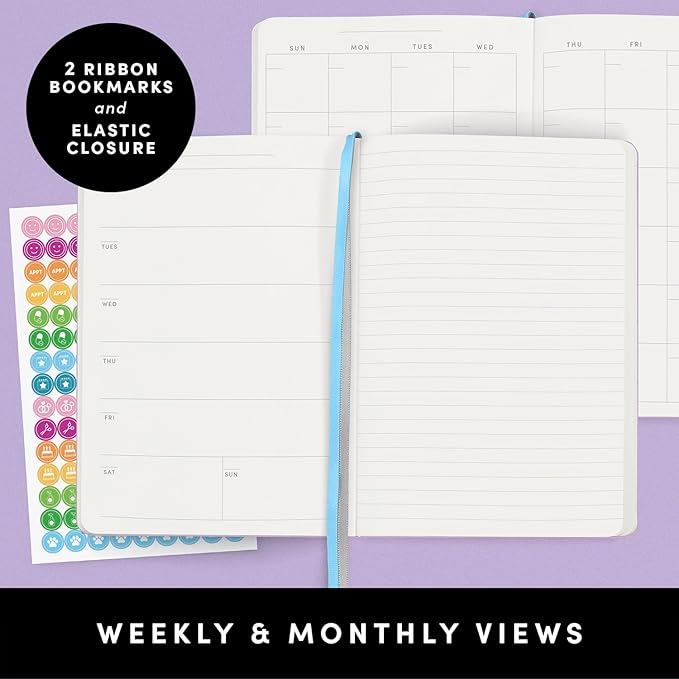 PAPERAGE Undated Weekly & Monthly Hardcover Planner (Blush), 5.6 in x 8 in, Includes Lined Note Pages & 2 Sticker Sheets