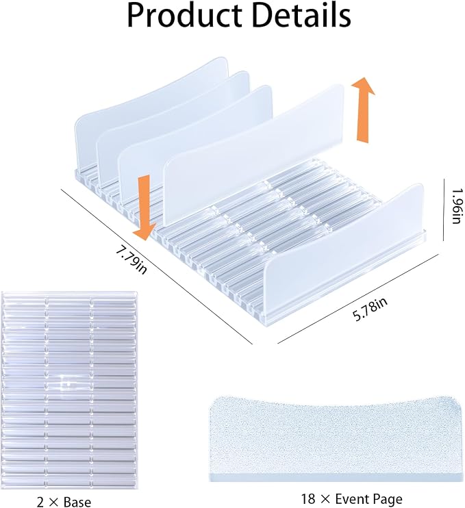 2 Pcs Acrylic Adjustable File Organizer,9 Slots Desktop File Sorter Organizer,Paper Organizer for Desk,Workspace Organizers for Office,Home,School
