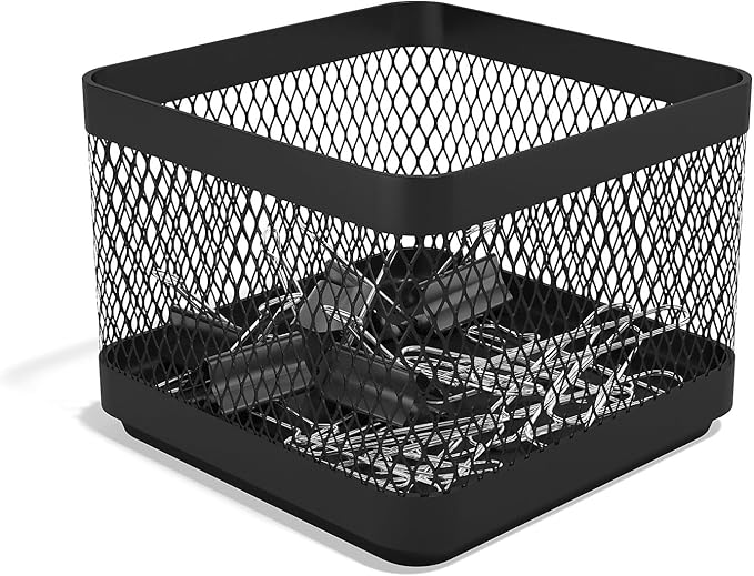 TRU RED Small Stackable Wire Mesh Accessory Holder, Matte Black, 3‑Pack – Desktop Organizer for Office Supplies