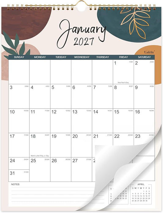 2027 Calendar - 2027 Wall Calendar, JAN 2027 - DEC 2027, 12 Monthly Calendar, 14.6'' x 11.4'', Wall calendar 2027 with Twin-Wire Binding + Hanging Hook + Julian Dates, Calendar for Organizing