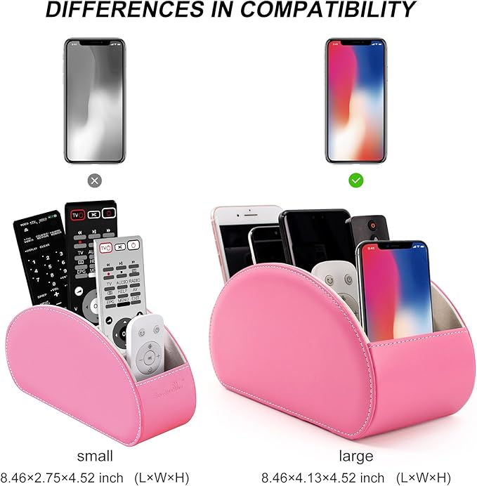 Remote Control Holders Organizer Box with 5 Compartment PU Leather Multi-functional Office Desk Storage Caddy Store Tv Remote for Media Player,Brush,Pencil,Glassees&Office Supplies (Champagne silver)