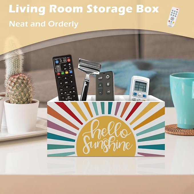 Boho Hello Sunshine Pen Holder Organizer Desk Decor, Boho Classroom Decor, Colorful Sunshine Sunrise Sunset Wooden Pen Pencil Holders for Kids Room Classroom Home Office Desk Accessories