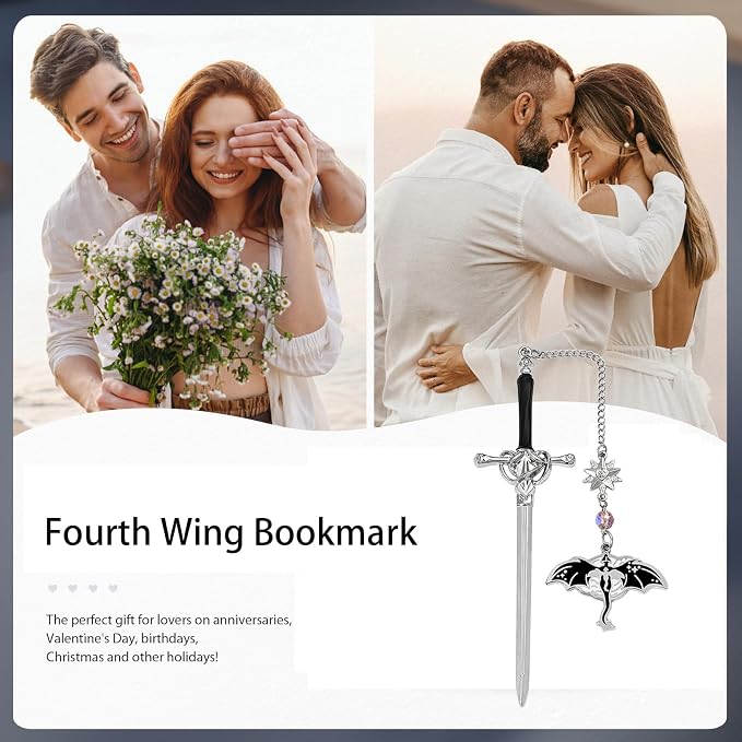 Fantasy Fourth Wing Dragon Sword Bookmarks - Fourth Wing Fans Page Markers Cool Bookmarks for Men Fantasy Dragon Gifts for Male Readers as Birthday Gifts (Dragon Bookmark Set 8)