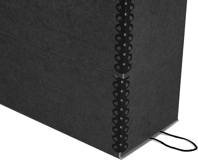 Lineco Archival Document Storage Box with Metal Edge, Acid-Free Black Boxboard, Organize and Store Files, Prints, Photos, Legal-Sized Case 15.5" x 10.5" x 5" Wide, Pack of 2