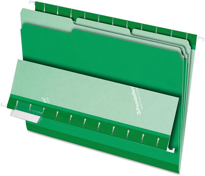 Pendaflex 421013BGR Pendaflex Interior File Folders, 1/3 Cut, Top Tab, LTR, Bright Green, 100/Box