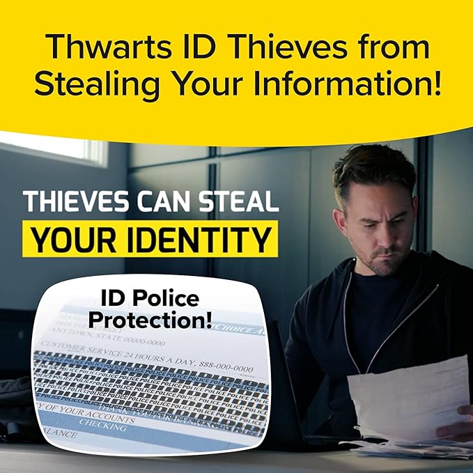 ID Police, AS-SEEN-ON-TV, Identity Theft Protection Stamp Roller, Fast, Easy, Mess-Free, Self-Inking, Just Roll To Hide Personal Info on Statements, Checks & More, Secures Your ID & Helps STOP thieves