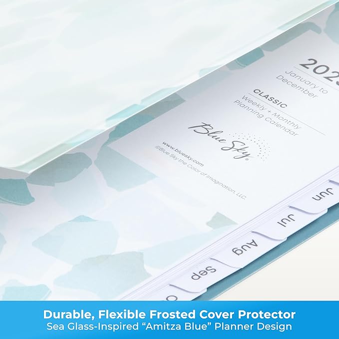 Blue Sky 2026 Weekly and Monthly Planner Calendar, January 2026 - December 2026, 5" x 8", Flexible Frosted Cover, Laminated Tabs, Durable Twin Wire Binding, Amitza