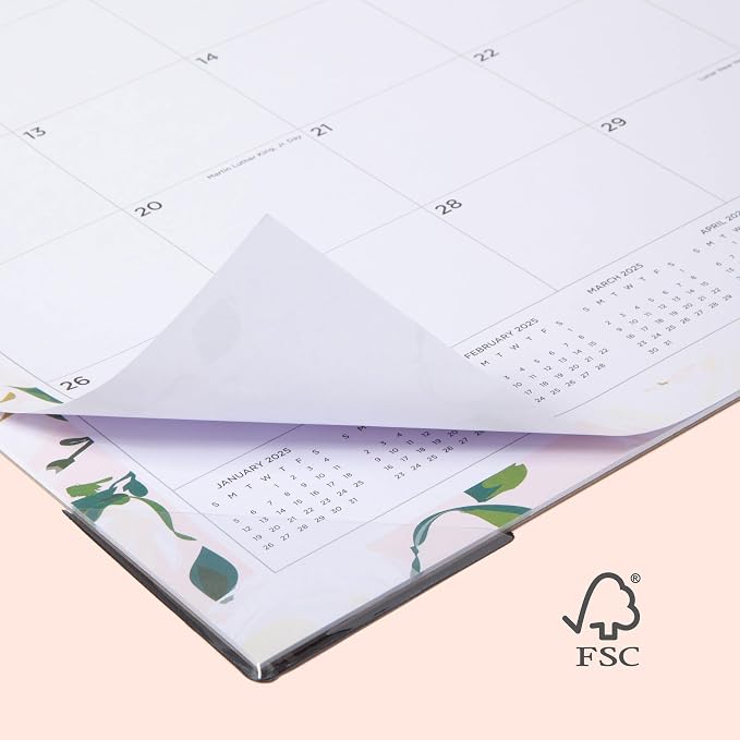 Blue Sky 2025 Monthly Desk Pad Calendar, January 2025 - December 2025, 22" x 17", Trim Tape Binding, Two-Hole Punched, Ruled Daily Blocks, Coming Up Roses (Coming Up Roses- 2025, 22" x 17")