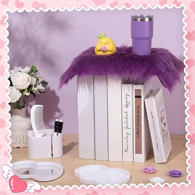 Sabary 10 Pcs Locker Accessories Kit Locker Decorations Supplies Including Magnetic Whiteboard Mirror Organizer Markers Rug Cute Flower Magnets and Comb for Office Back to School Essentials(Purple)