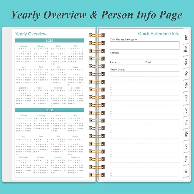 2025-2026 Pocket Planner/Calendar - 2025-2026 Weekly & Monthly Planner from July 2025 to June 2026, 12 Months Tabs, 3.75" x 6.75", Blue Ocean