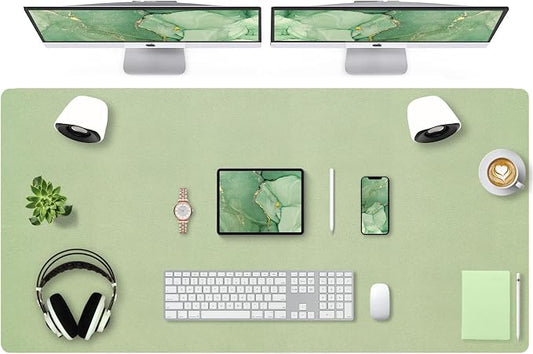 Bloss 47.2" x 24" Large Desk Mat, Leather Desk Mat, Large Mouse Pad + Keyboard Pad, Non-Slip Desk Mat Protector for Office, Home - Green