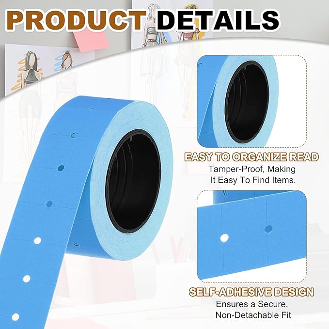 PATIKIL Pricing Labels, 10 Rolls 5000 Price Price Gun Labels Self-Adhesive Rectangular Puzzle Shape Marker Tag Stickers for Date Gun, Blue