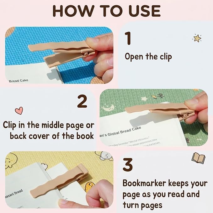 Book Marks for Reading, 3 Pack Silicone Automatic Bookmarks Clips, Book Markers Page Holder Tracker, Book Lover Gifts, Book Club Bookish Office Gifts for Teachers, Readers, Women, Men, Kids