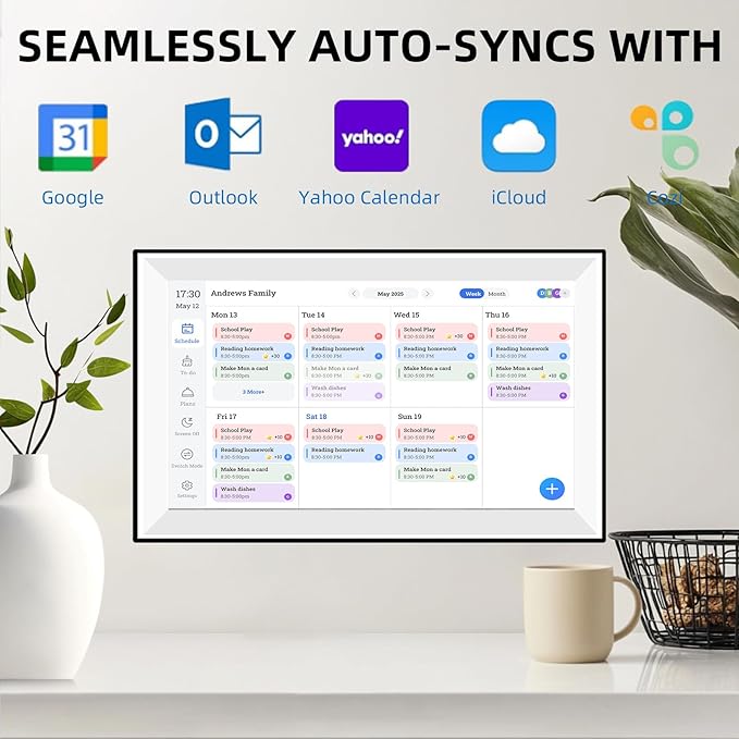 15.6" Wall Digital Calendar,Voice Message Feature,Chore Chart & Tasks,Smart Family Planner for Schedule, Achievement Rewards, Meal Planning,Digital Picture Frame