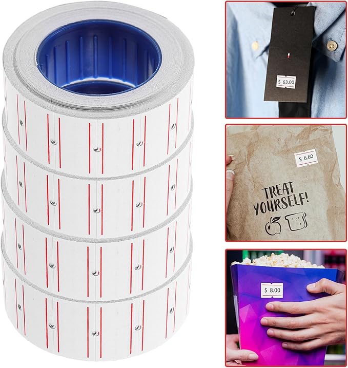 FRCOLOR 10 Rolls Supermarket Price Tag Paper for Price Gun Labeler Per Roll for Retail and Market Use