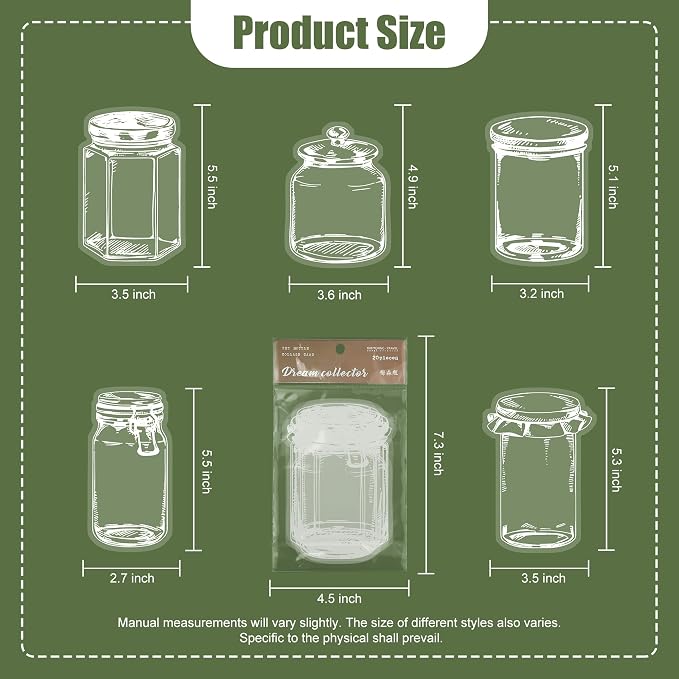 Large Size Transparent Dried Flower Bookmarks, 20 PCS Handmade DIY Flower Page Clips,World in Bottle-Making Stunning Herbarium(Mason Jars)