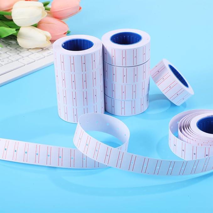 HOMSFOU 10 Rolls Self-Adhesive Price Labels for Retail Shops 550 Stickers per Roll Sturdy Marking Labels for Pricing Machines for Supermarkets and Retail Stores