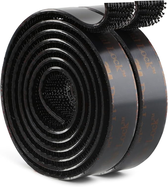 Dual Lock SJ3550 Reclosable Fastener 1/2''×3Ft 2 Pack, Made of 3M Black Heavy Duty Mounting Tape Strong Adhesive with Interlocking Mushroom-Shaped Heads for EZ Pass Indoor and Outdoor Use