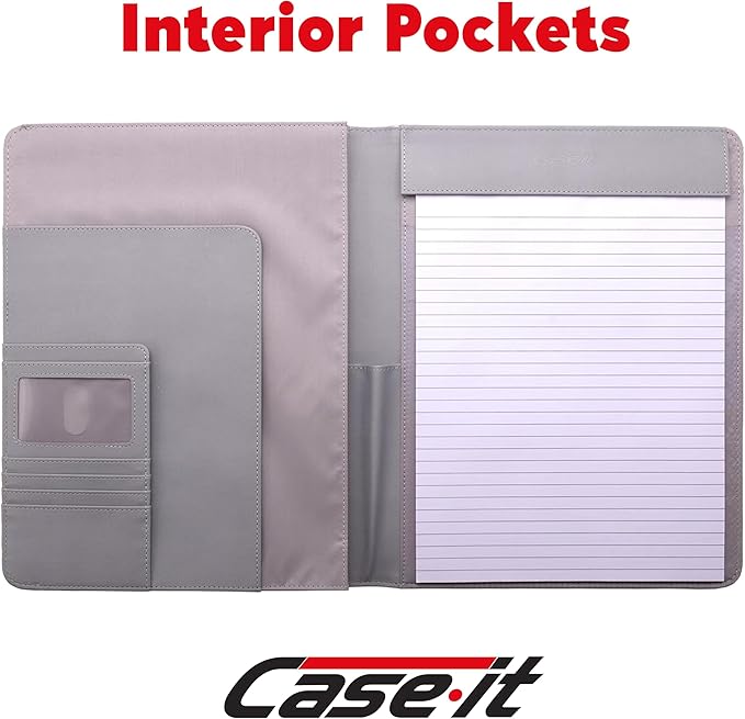 Case-it Business Meeting Padfolio | Professional Portfolio with Letter Size Writing Pad, PAD-39 Metallic Pink