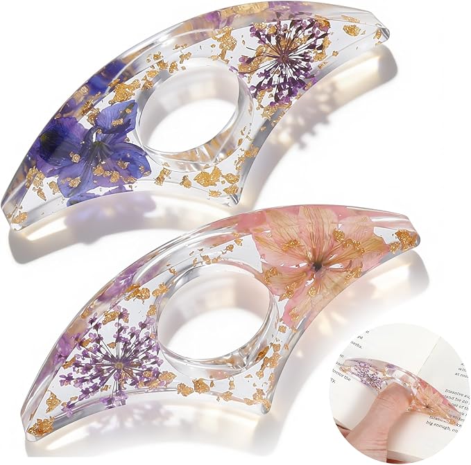 2Pcs Thumb Book Page Holder Book Page Holder Thumb Ring Books Marks for Reading Accessories Transparent Bookmarks for Women Best Friend Friendship Christmas Gifts for Books Lovers Teacher Readers